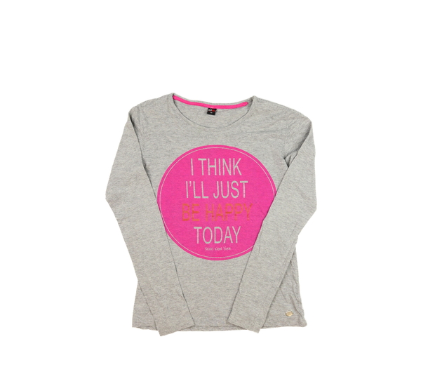 Šedé melírované triko s růžovými detaily vel. 170 