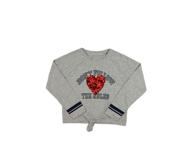 Šedé melírované crop triko se srdcem C&A