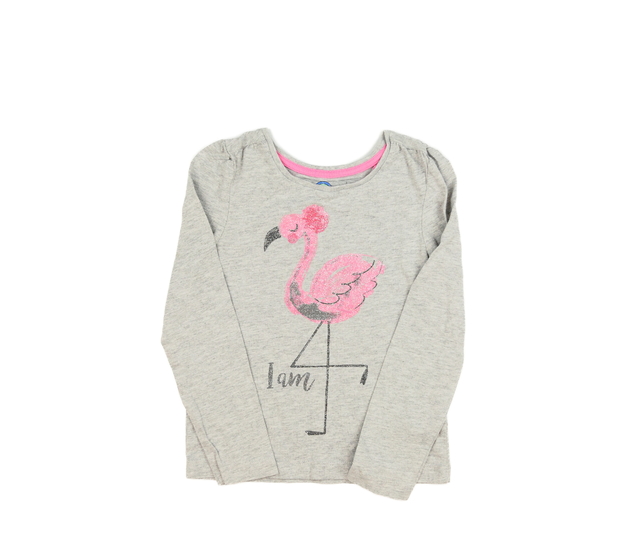 Šedé melírované triko s plameňákem Tu 