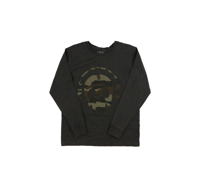 Šedé melírované triko s lebkou Next 