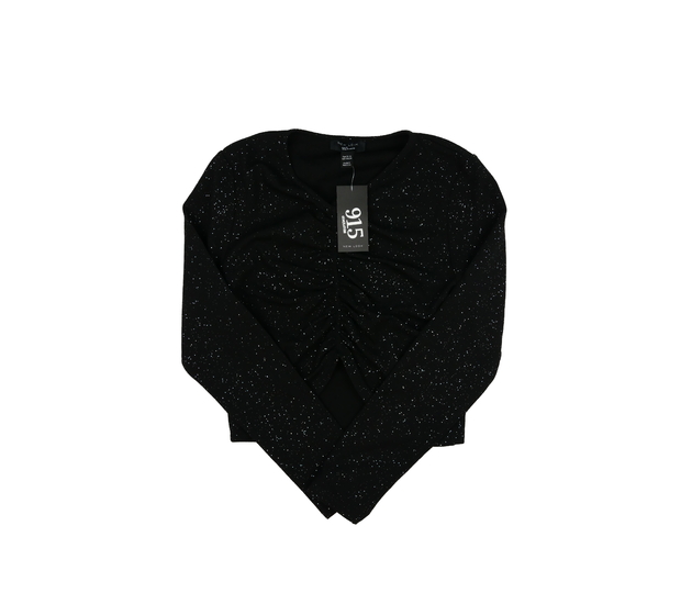 Nový černý lesklý crop top vel. 170 New Look 