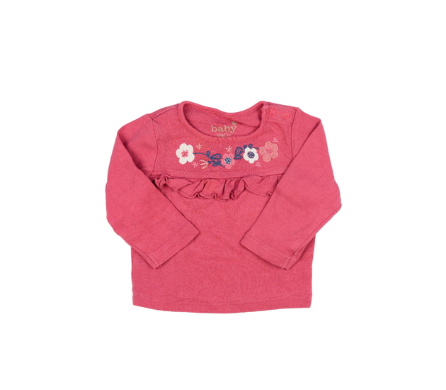 Růžové triko s květinami a volánky M&Co 