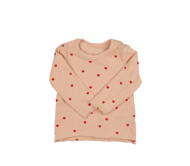 Růžové žebrované triko se srdíčky George