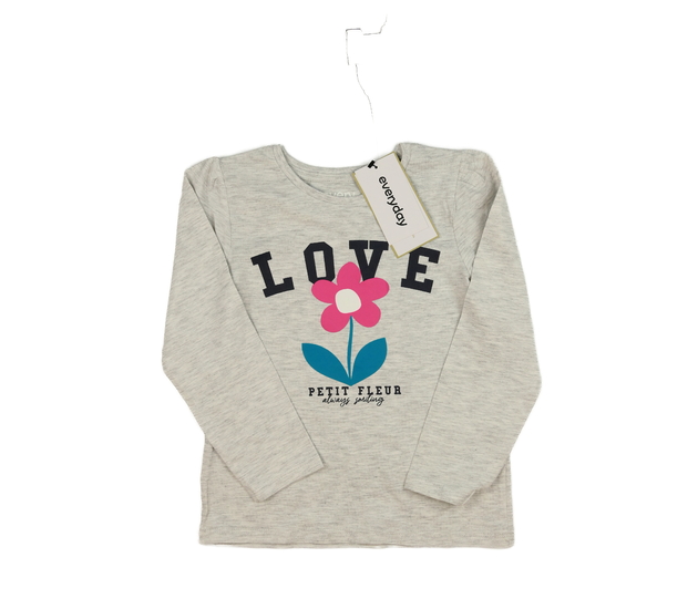 Nové šedé melírované triko s květinou 