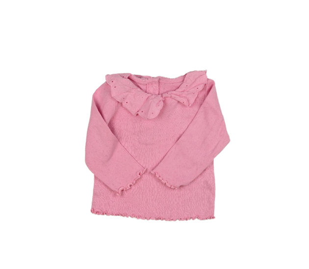 Růžové triko s límečkem 