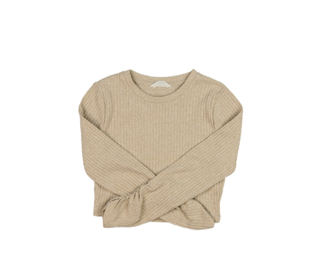 Hnědé melírované crop triko 