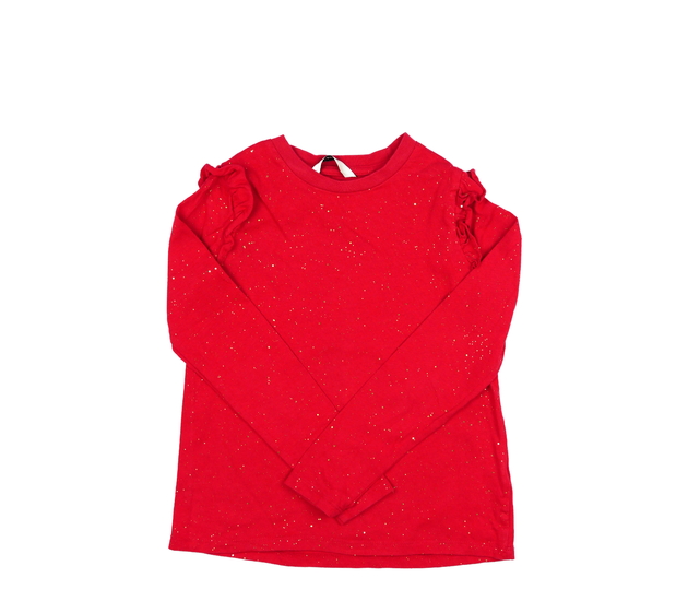 Červené lesklé triko s volánky George