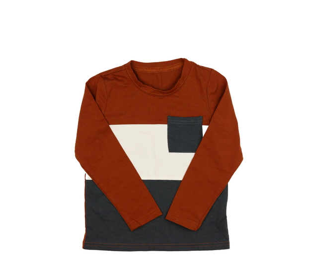 Trojbarevné triko s kapsou 