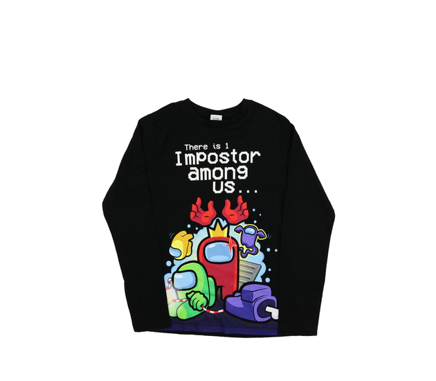 Černé triko s potiskem Among Us Next