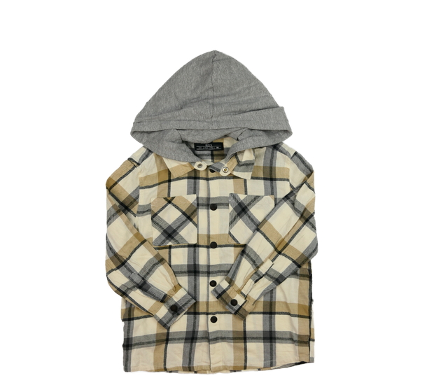 Světlá pruhovaná košile s kapucí na patenty 