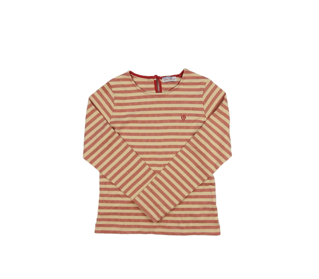 Hnědé triko s červenými pruhy Fatface