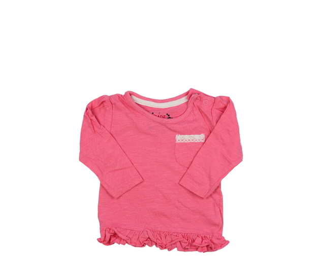 Růžové melírované triko s kapsičkou 