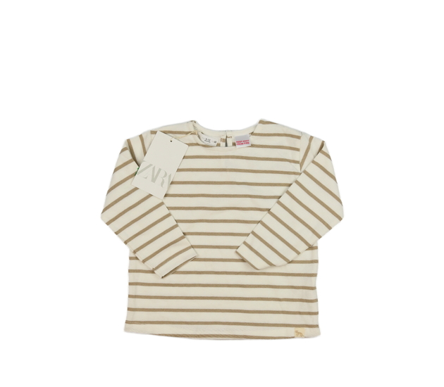 Nové hnědé triko s pruhy Zara