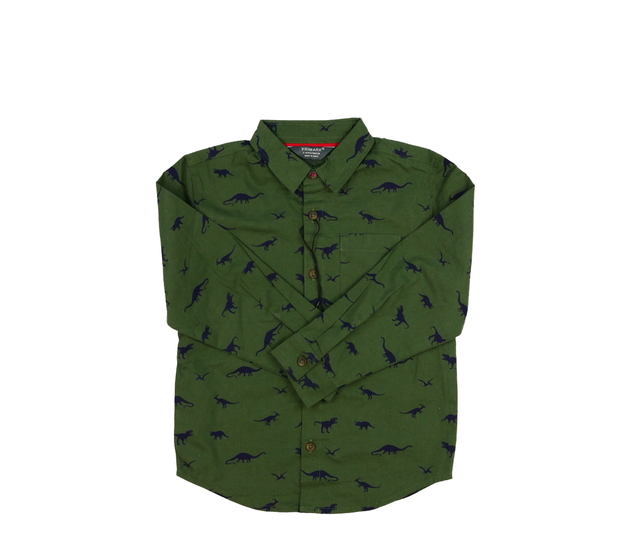 Tmavě zelená košile s dinosaury Primark 