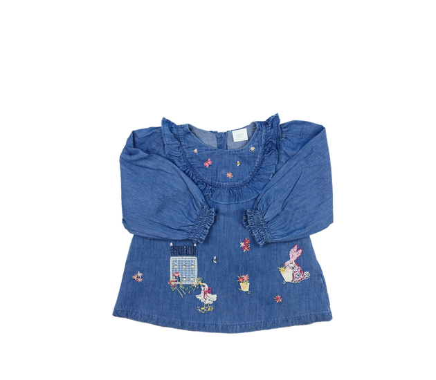 Modrá halenka s vyšitými obrázky Next