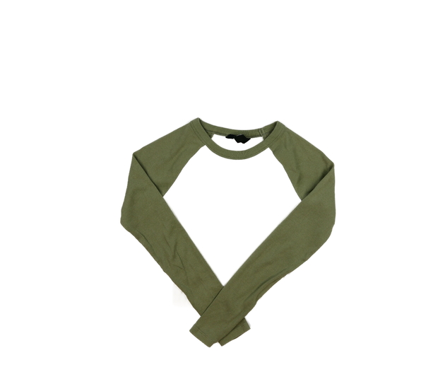 Krémový crop top se zelenými rukávy New Look 