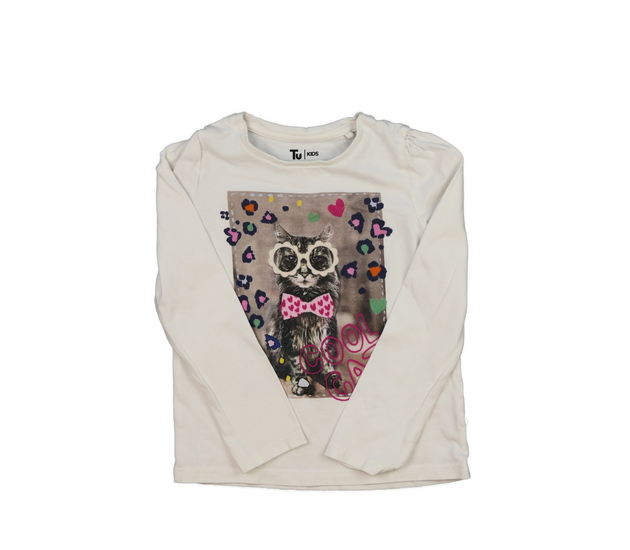 Krémové triko s kočičkou Tu 