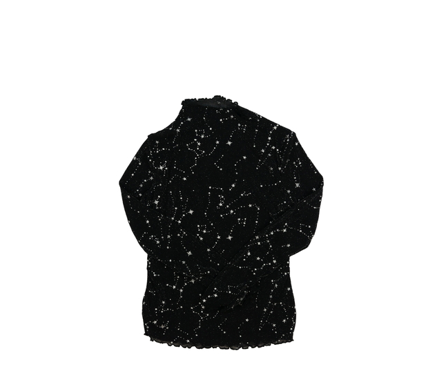 Černé průsvitné lesklé triko s hvězdami 