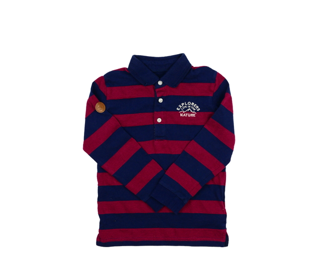 Tmavé modro-červené triko s límečkem Mayoral 