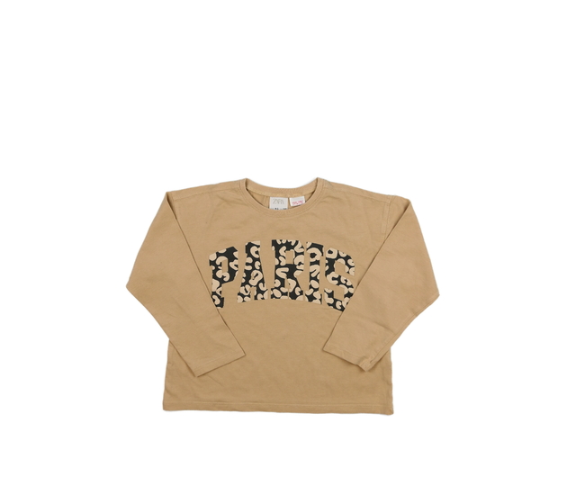 Hnědé kratší triko s nápisem Zara