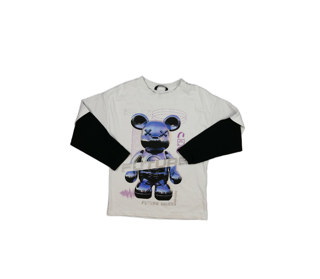 Bílé triko s černými rukávy George 