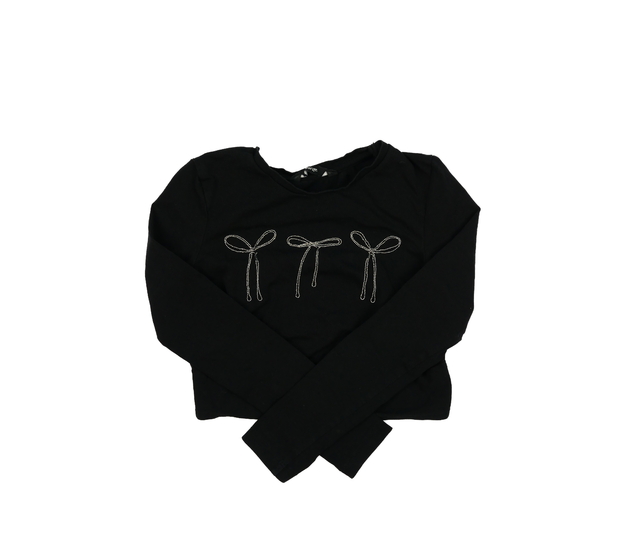 Černý crop top s mašlemi George
