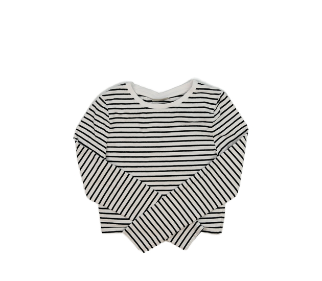 Bílý crop top s černými pruhy
