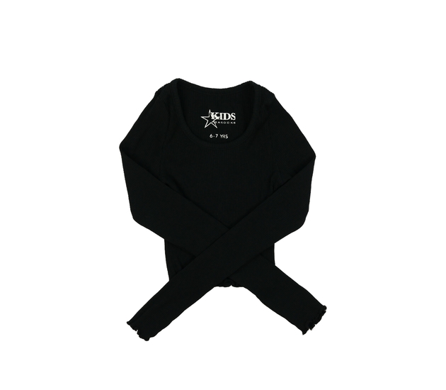 Černý žebrovaný crop top 