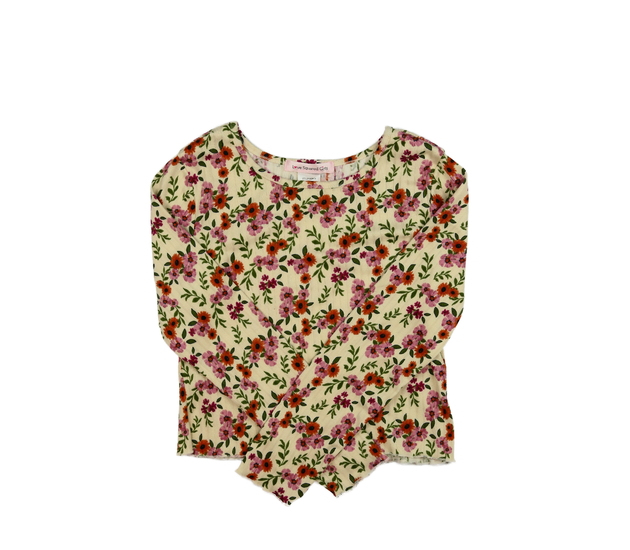 Hnědý květinový crop top