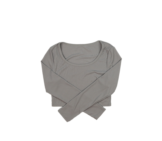 Světlý žebrovaný crop top 