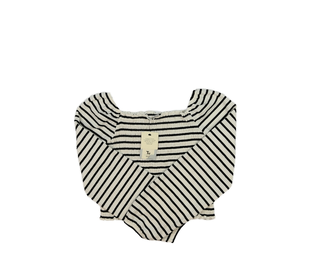 Nový krémovo-černý pruhovaný crop top Tu 