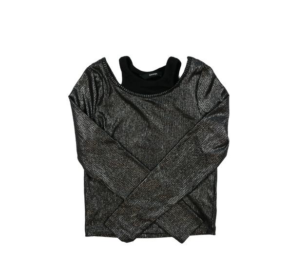 Černý lesklý crop top s holými rameny George