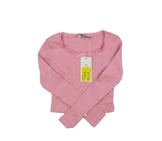 Nový růžový žebrovaný crop top George