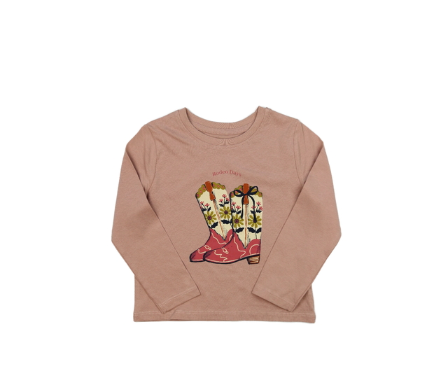 Růžové triko s kovbojskými botami Primark 
