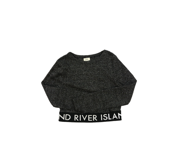 Šedý lesklý crop top River Island 