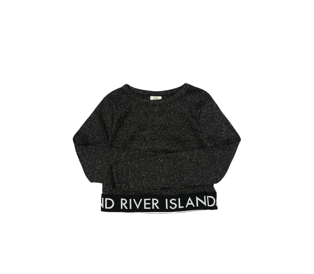 Černý lesklý crop top River Island 