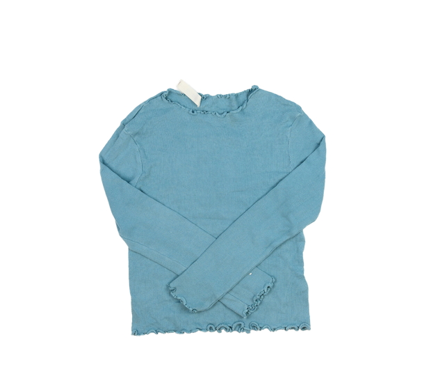 Modrý žebrovaný crop top 