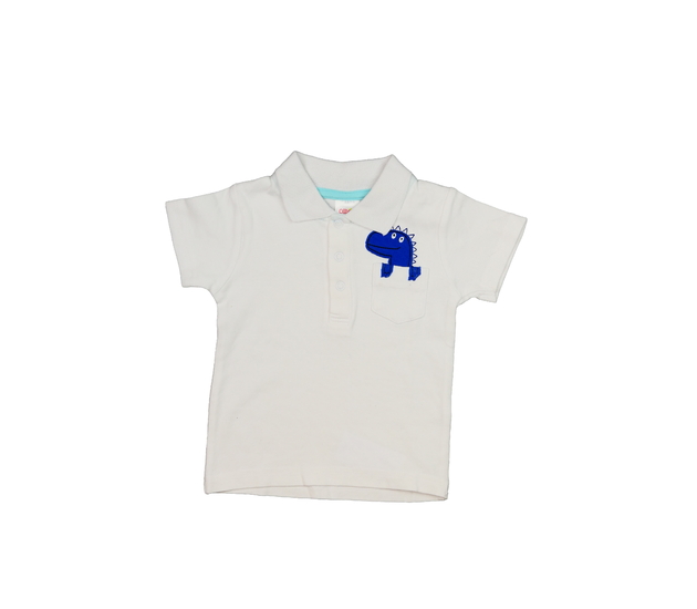 Bílé triko s límečkem a dinosaurem 