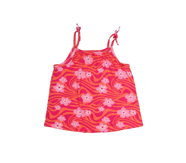 Růžové volné květinové tílko 