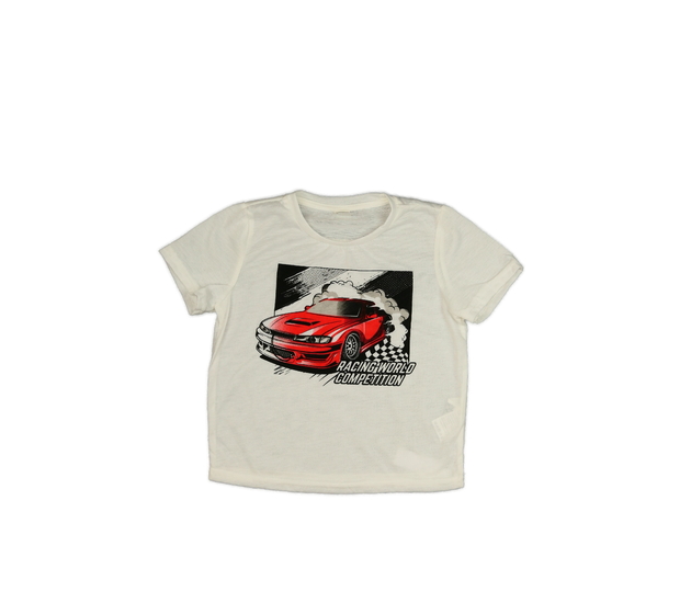 Bílé lehce průsitné triko s autem 