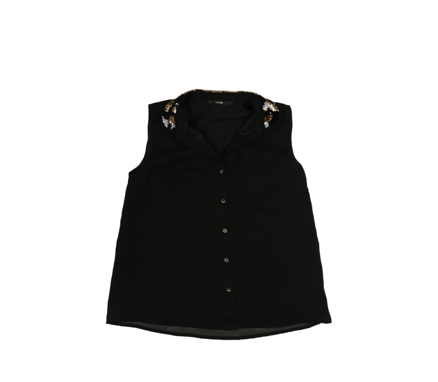 Černá košile s flitry kolem límečku George