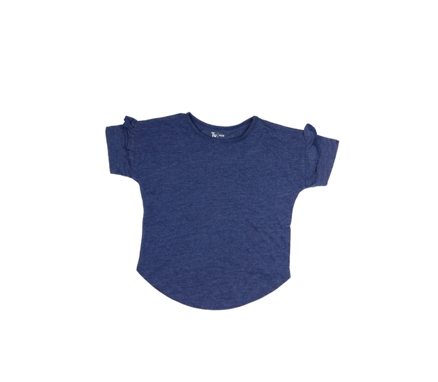 Modré melírované triko s volánky Tu