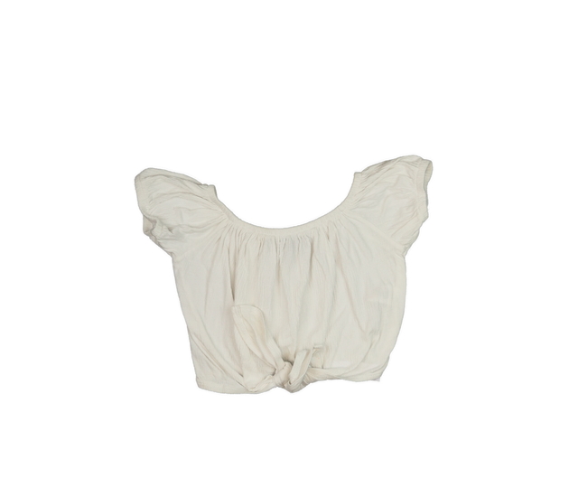 Krémový nabíraný crop top New Look