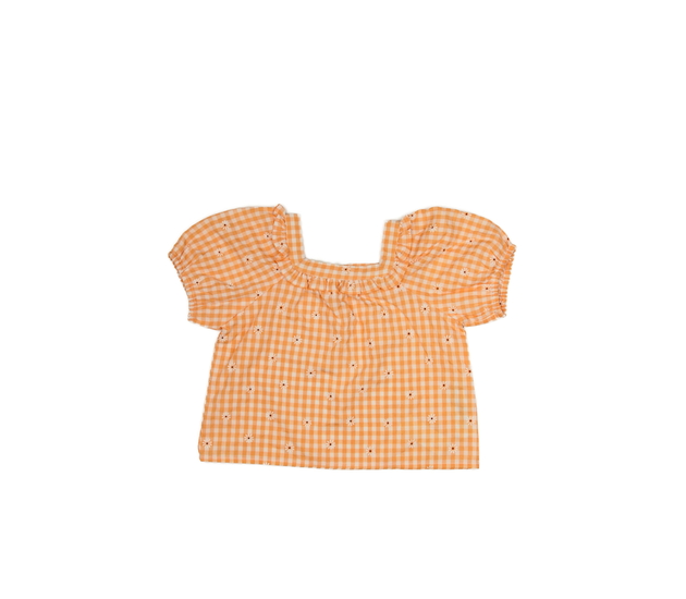 Oranžová kostkovaná květinová halenka Primark