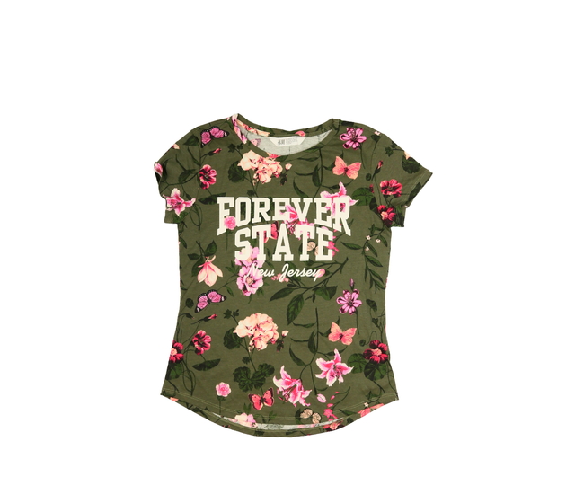 Zelené triko s květinami H&M