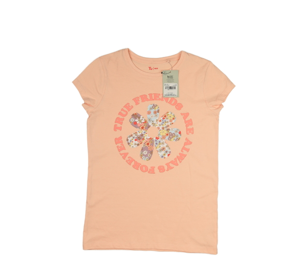 Nové světle růžové triko s květinami Tu