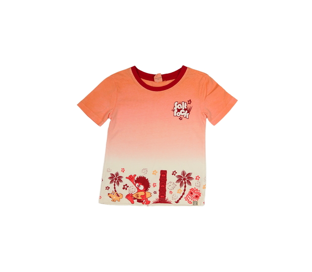 Oranžovo-bílé triko s obrázky 