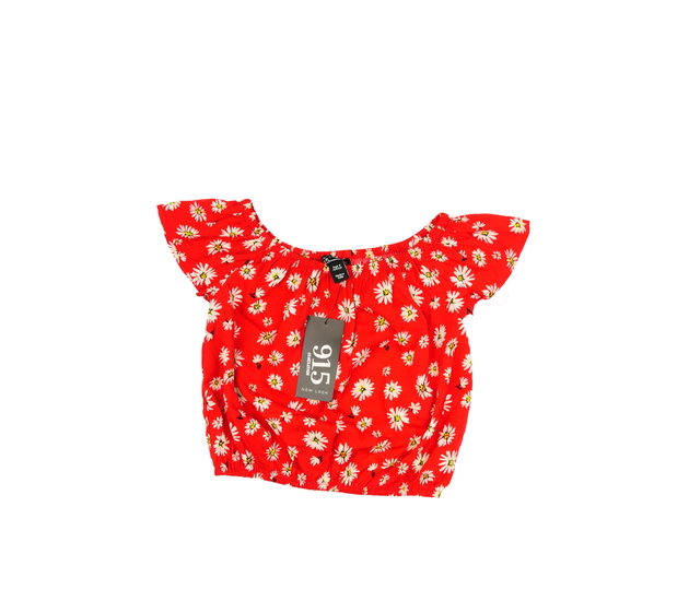 Nový červený květinový vzdušný crop top New Look