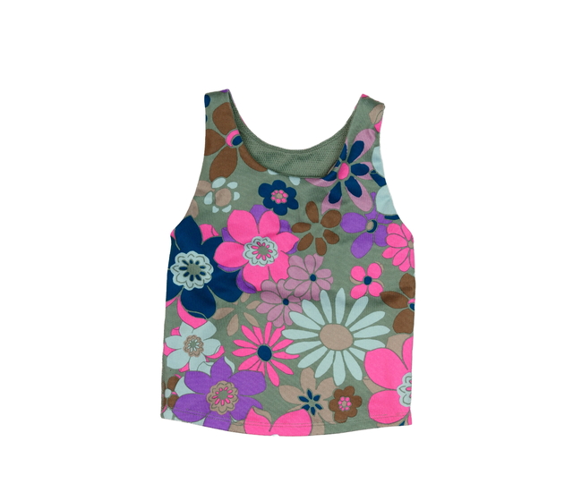 Zelený květinový crop top 