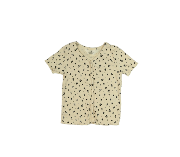 Krémové květinové triko H&M
